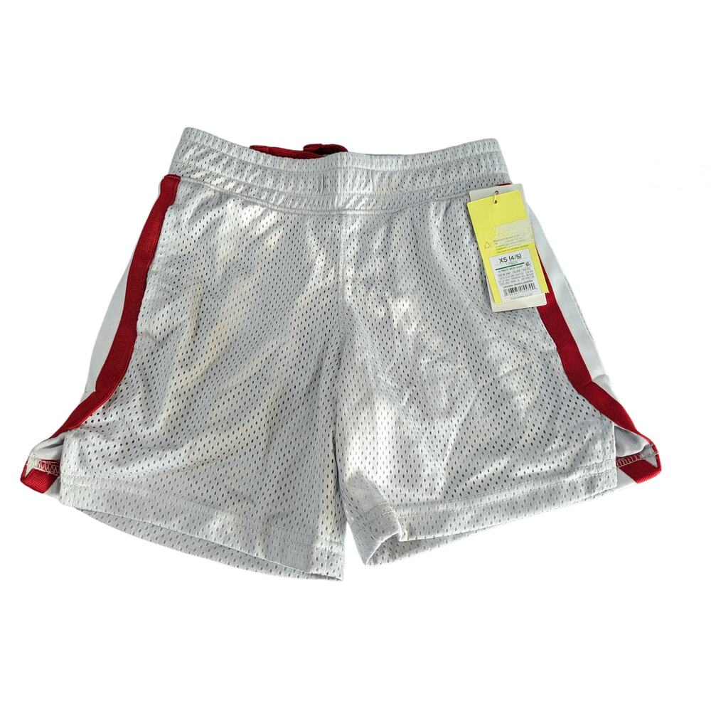 All in Motion Basketball Shorts XS 4 5 Mesh Silver Red Boys Sports Gym Active